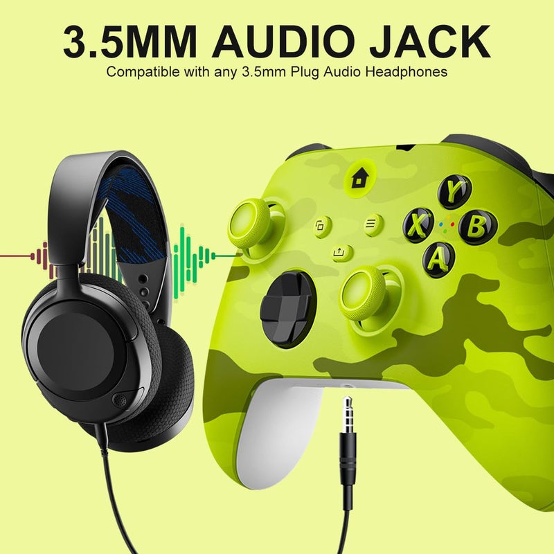 BUERTT Store وحدة تحكم Xbox One، وحدة تحكم Xbox اللاسلكية لجهاز Xbox One، Xbox Series X/S، وحدة تحكم لاسلكية مع مقبس صوت 3.5 مم، مع محول لاسلكي 2.4GHz، كامو أصفر - Image 3